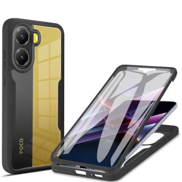 Imagem de Ysnzaq Capa transparente para Xiaomi Poco X7 Pro, [protetor de tela embutido] Proteção total de 360° PC rígido e TPU macio à prova de choque para Xiaomi Poco X7 Pro QB preta