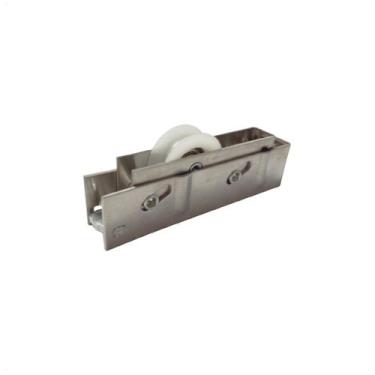 Imagem de Carrinho Inox Roldana Suprema Simples 100kg Trilho Meia Cana Macarrão 