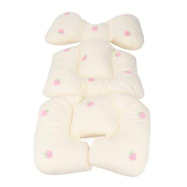 Imagem de Forro de carrinho de bebê, almofada de algodão portátil, respirável, fácil de limpar, quente para o inverno (bege)