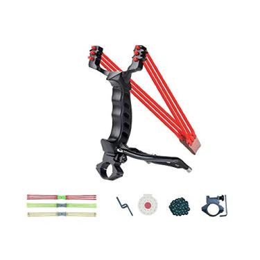 Imagem de MILSUE estilingue profissional, estilingue para caça ao ar livre, estilingue de foguete de pulso para adultos, estilingue de catapulta super potente com 1 alvo, 50 unidades de munição estilingue e 3 faixas de reposição