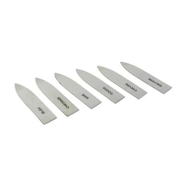 Imagem de Kit 6 Plaquinhas Identificador Marcadores de Queijo Frios Aço Inox Petiscos Degustação Aperitivos Frios Decoração de Mesa