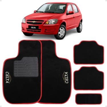 Imagem de Tapete Automotivo Vermelho Carpete Celta 2001 até 2015 Logo