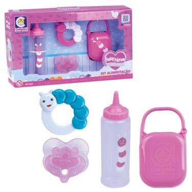 Imagem de Kit Alimentação Baby Ninos P/Boneca C/Mamadeira e Acessórios - Baby Ni