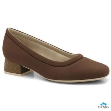 Imagem de Sapato Scarpin Comfortflex Lycra Salto Baixo Grosso Trabalho Conforto,