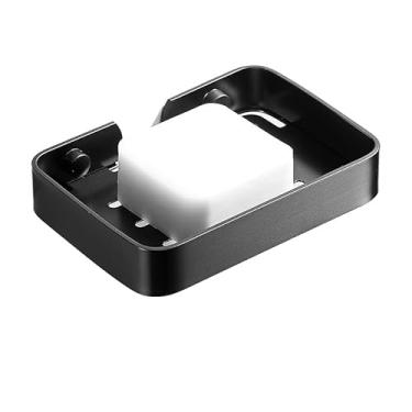 Imagem de Saboneteira De Banheiro De Alumínio Preto, saboneteiras decorativas de parede, cesta quadrada, cesta de chuveiro