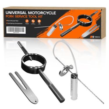 Imagem de Kit universal de ferramentas de manutenção de garfo de motocicleta (ferramenta de nível de óleo de garfo, compressor de mola de garfo) Conjunto de ferramentas de manutenção de garfo para a maioria dos
