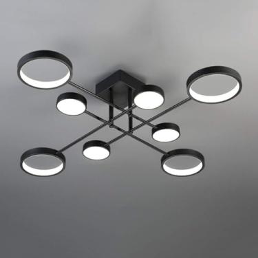 Imagem de Luz De Teto Led Nórdica De Montagem Embutida Sputnik Design Lâmpada De Teto Lustre De Círculo Luminária Para Quarto Sala De Estar Sala De Jantar Preto, Black+3 Color Temperature, 8 Heads 84W