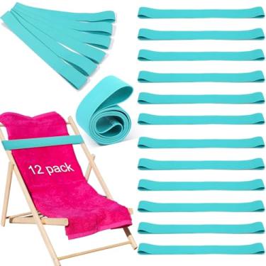 Imagem de Jexine 12 unidades de faixas de toalha de praia clipes elásticos à prova de vento faixas de praia a granel leve elástico suporte de toalha de cadeira alça para cadeiras Cruise Essentials (verde)