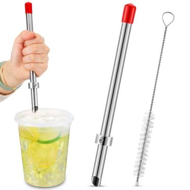 Imagem de Lasnten 1 pacote de perfurador de palha para tampas de plástico, copos de limonada, ferramentas de perfuração de aço inoxidável para café, bebidas, recipiente de delicatessen, suprimentos de suporte