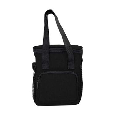 Imagem de Bolsa Termica Lancheira Transversal Alça de Ombro Academia Trabalho Dois Compartimentos Fitness Comida Bolsa Para Marmita Bebida Preto