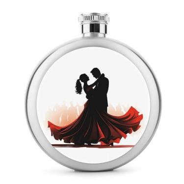 Imagem de Cantil de aço inoxidável, balão de bolso com impressão de dança de salão, garrafa de anca, garrafa de viagem, portátil, garrafa de licor portátil