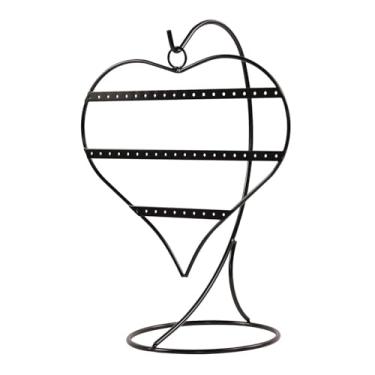 Imagem de APLVFFZH Suporte para brincos, suporte de ferro para brincos, organizador de joias resistente para mesa, cômoda de loja de varejo, balcão de loja em casa, Preto