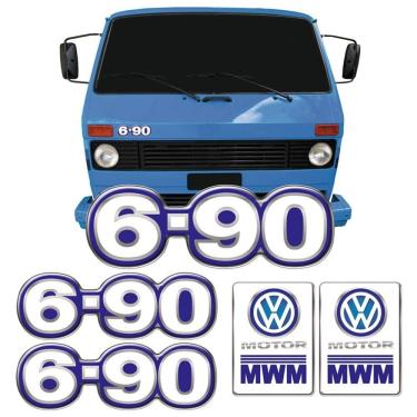 Imagem de Kit Adesivos 6-90 Emblema Caminhão Volkswagen Mwm Resinado Azul