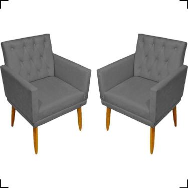 Imagem de Kit 2 Poltronas Decorativa Para Sala Recepção Nina Capitonê Suede Cores Pé Palito