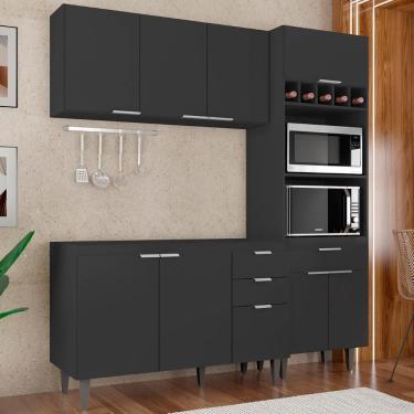 Imagem de Armário De Cozinha Cp02 Para Pia 120cm Pérola Z34 Preto - Mpozenato