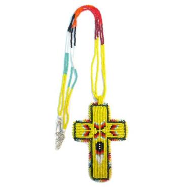 Imagem de Colar com medalhão de contas em camadas estilo nativo americano - Colar étnico tribal de contas de semente feito à mão MN-25-33, Free size, Vidro, Sem Pedra Preciosa