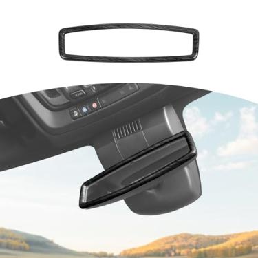 Imagem de JOSHELA Capa de acabamento de espelho retrovisor Silverado adequada para Chevy Silverado 2022-Present Acessórios interiores de grão de madeira preta 1 peça