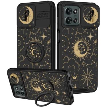 Imagem de Funermei Capa para Moto G 5G 2025 - Capa de telefone feminina bonita estética estrelas sol lua design exclusivo com capa de câmera e suporte de anel Funda para Motorola G 5G 2025