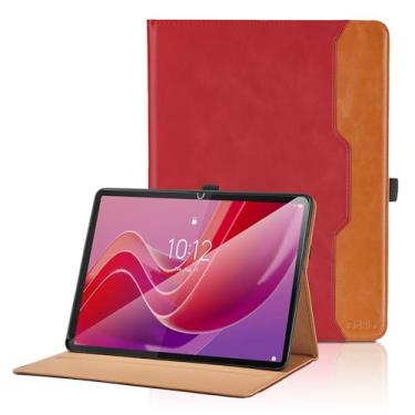 Imagem de Capa para Lenovo Tab M11 (TB-330FU/TB-331FC)/Tab K11 LTE 11 polegadas 2024 - Capa fólio de couro PU com alça de mão e bolso, capa para tablet inteligente despertar/hibernar automaticamente, vermelha
