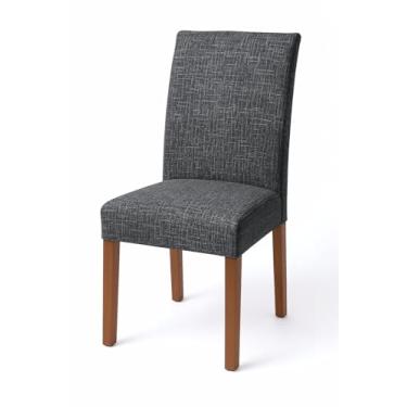 Imagem de Kit 8 Capas De Cadeiras Sala Jantar Linho Preto Design Moderno Luxo