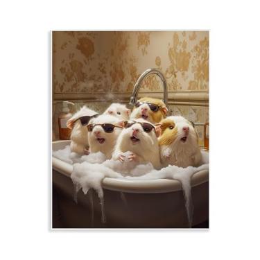 Imagem de Stupell Industries Desenho artístico de porquinhos-da-índia em banho de espuma por Jim Baldwin, 35 x 28 cm