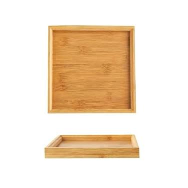 Imagem de Prato quadrado de cerâmica para temperos, personalidade doméstica japonesa, criatividade, quatro suportes de madeira profundos