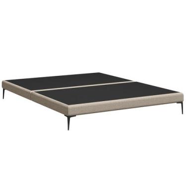 Imagem de Cama King Base Box 193cm Pés de Ferro Susano Linho Bege Z04 - Mpozenat