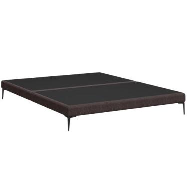 Imagem de Cama King Base Box 193cm Pés de Ferro Susano Linho Chocolate Z04 - Mpo