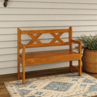 Imagem de Banco 2 Lugares 100% Madeira Reforçado e de Fácil Montagem Imbuia Claro