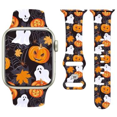Imagem de Watbro Pulseira de relógio de Halloween compatível com Apple Watch Pumpkin de 38 mm, 40 mm, 41 mm, 42 mm, 44 mm, 45 mm, 49 mm, feminina, masculina, linda pulseira para Apple Watch séries 10, 9, 8, 7