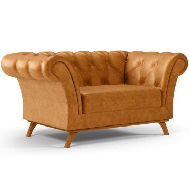 Imagem de Sofá 2 Lugares Para Sala de Estar Império 150 cm D02 Couríssimo Whisky B-90 - Lyam Decor