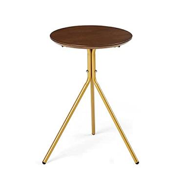 Imagem de Mesa de centro de design simples, mesa de centro redonda, mesa lateral de sofá, armário lateral, pequena mesa de centro, luz redonda, luxuosa, mesa lateral moderna, mesa lateral de madeira, mesa