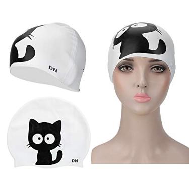 Imagem de aqxreight Unissex Desenho Animado Bonito Silicone de Alta Elasticidade Natação Esportiva Feito de Silicone Macio Touca de NataçãoTouca de Natação de SiliconeTouca de InfantilTouca de