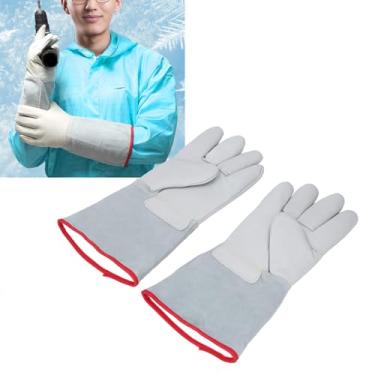 Imagem de Tnfeeon 1 par de Luvas Criogênicas de Couro Espessado Luvas de Proteção de Braço Médio de 12,2 "anticongelante Proteção contra Frio Extremo para Nitrogênio Líquido, Gelo Seco