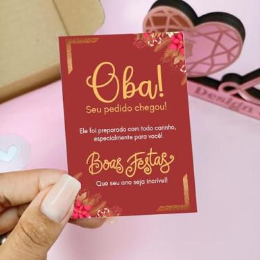 Imagem de 100 Folhetos Boas Festas Oba Vermelho - Natal 7x10cm