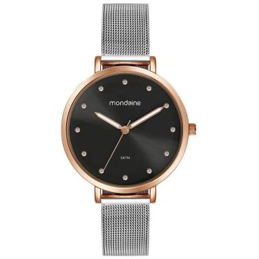 Imagem de Relógio Feminino Mondaine Cristais Malha Prata com Rosé 32847LPMVGE2