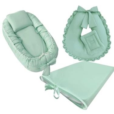 Imagem de Conjunto PráTico: Almofada De AmamentaçãO, Redutor E Trocador | Inclui Capa PláStica ImpermeáVel Para FáCil Limpeza E Higiene | Kit 3 Em 1(ERVA DOCE)