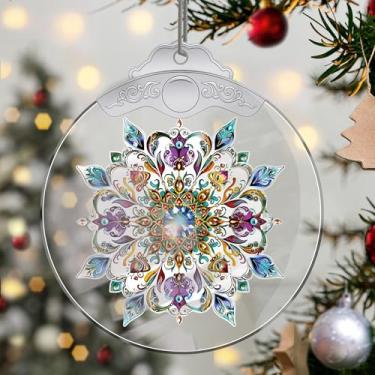 Imagem de Enfeites de Natal de cristal de floco de neve, enfeites de árvore de Natal feitos à mão, decoração de carro e casa - presentes de Natal, decoração de artesanato em acrílico, ideias de troca de