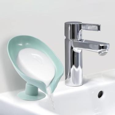 Imagem de 1 pç Saboneteira com ventosa inspirada em folhas - um suporte de drenagem multiuso para cozinha e banheiro (verde)