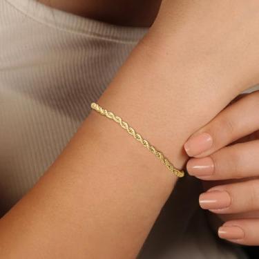 Imagem de Pulseiras femininas banhadas a ouro 18 quilates clássicas para mulheres, pulseiras de cobre, bijuterias para mulheres, One Size, Cobre, Sem Pedra Preciosa