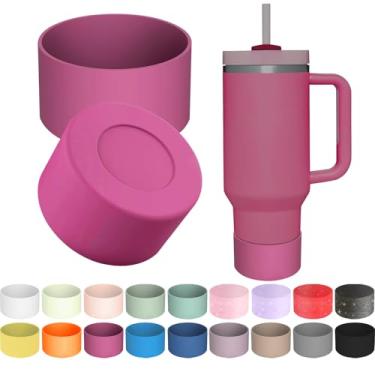 Imagem de 1 bota de silicone para copo Stanley Quencher H2.0 30/1,134 g, IceFlow 20/850.5 g & Hydro Flask 340.2-680.4 g - capa protetora inferior (Fúcsia)