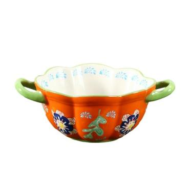 Imagem de Tigela de sopa de cerâmica fresca sob o vidrado design fresco sentido laranja significado