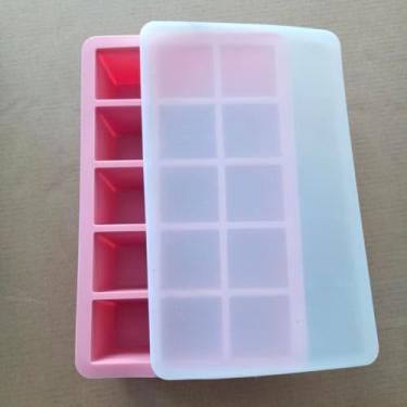 Imagem de Bandeja de gelo de silicone rosa com 15 compartimentos, adorável e prática, fácil de manusear, ótima para festas