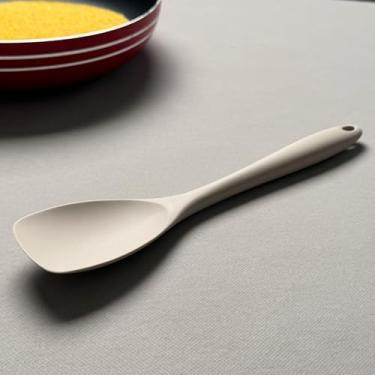 Imagem de Colher de espátula de silicone, colher de borracha resistente ao calor, raspadores flexíveis antiaderentes sem costura para ferramenta de mistura, cáqui