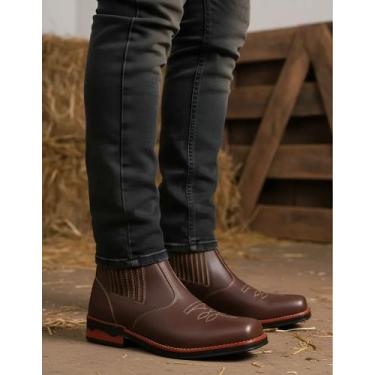 Imagem de Botina couro bico quadrado com palmilha de Eva 3mm - D&B SINGOOW, 37