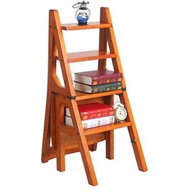 Imagem de Banqueta de escada dobrável de madeira para uso doméstico, banco portátil, multifuncional, degrau, cadeira, escada de segurança, assentos (B) (A)