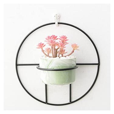 Imagem de Vaso de plantas para plantas suculentas montado na parede, vaso de flores de cerâmica com moldura de arame para casa, escritório, acessórios domésticos, plantador de flores (cor: 1) (F)
