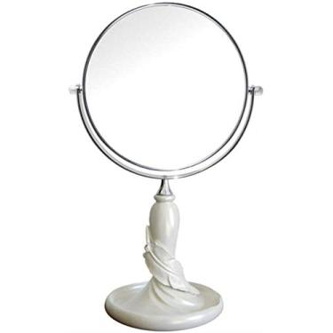 Imagem de Espelhos compactos espelho de maquiagem criativo espelho de mesa dupla face espelho de vestir princesa espelho bonito espelho de mesa lupa espelhos de maquiagem (cor: branco tamanho: 34 * 14,5 cm)