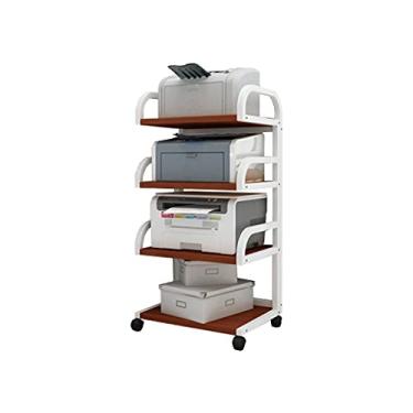 Imagem de YWangQiang Suporte de impressora para mesa suporte de impressora com rodas rack de armazenamento removível rack de armazenamento de quatro camadas estante de documentos adequado para casa/escritório