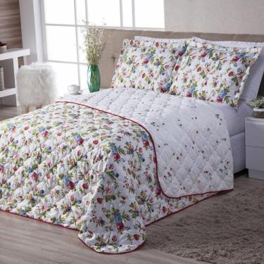 Imagem de Kit Colcha Cobre Leito Queen 3 Pçs Aurora Floral - Lux Enxovais